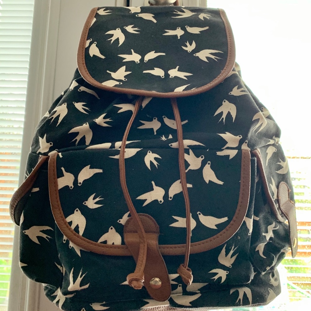 Bird Print Backpack/Purse!